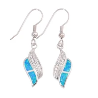 cinily created blue fire opal cubic zirconia silver plated wholesale for women jewelry engagement dangle earrings 1 24 oh4563