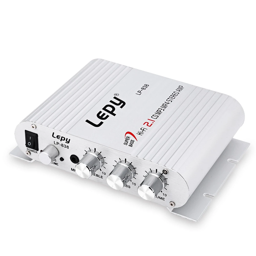 Lepy LP 838 Мощность усилитель Hi Fi 2 1 MP3 радио аудио стерео бас Динамик плеер для