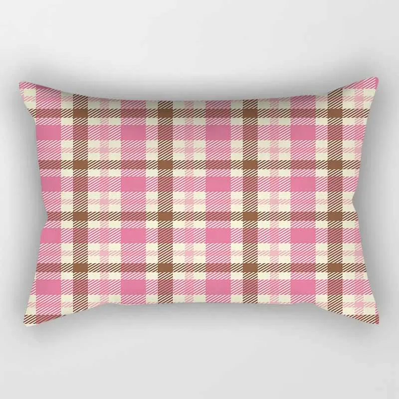 

Hot sale color geometric plaid pattern rectangle pretty pattern men women rectangle pillow case home pillow cover 50*30cm