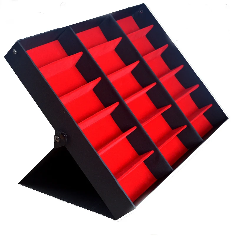 Большой размер 18 сеток красный тканевый ящик для хранения черный дисплей очков