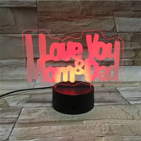 I Love You Mom Dad креативная Ночная лампа высокого качества акриловая 3D для детской