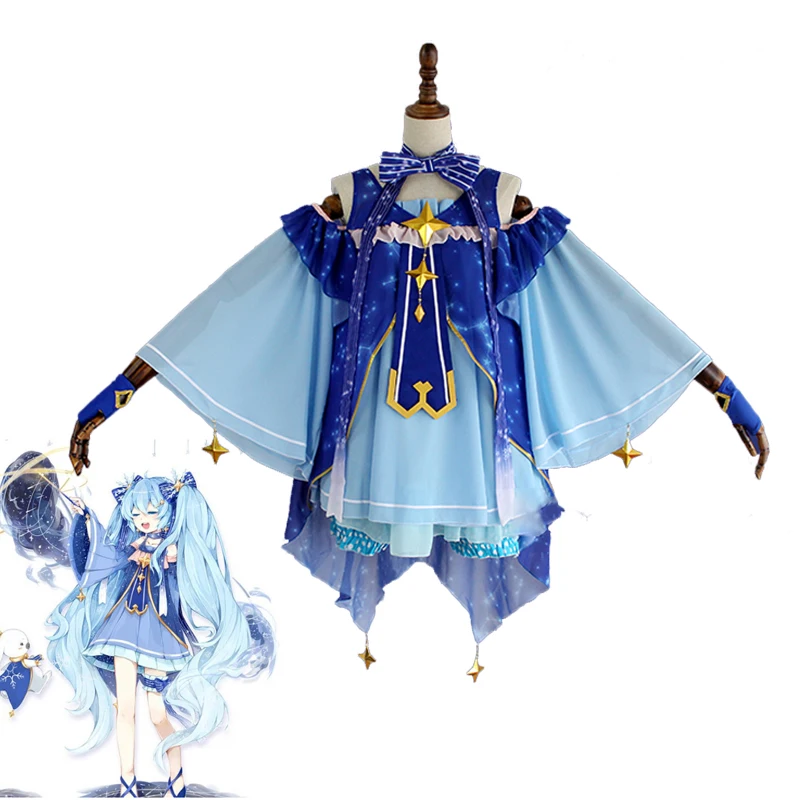 2017 Вокалоид Снежная Мику косплей костюм Женская мода Хэллоуин Карнавал Новинка