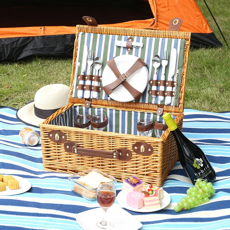 Picnic Basket Goods Cane Willow Thermal Preservation Belt Cover Camping Receiving Tableware | Дом и сад