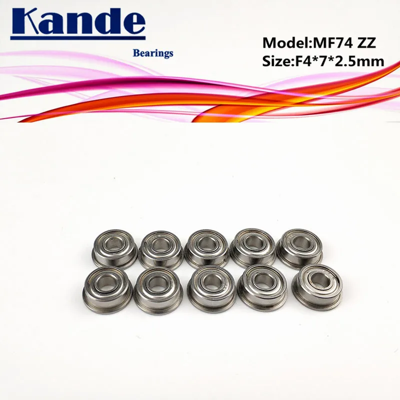 Kande Bearings 10PCS MF74ZZ MF74Z MF74 MF74 ZZ  MF74 Miniature Flange Bearing F4x7x2.5mm