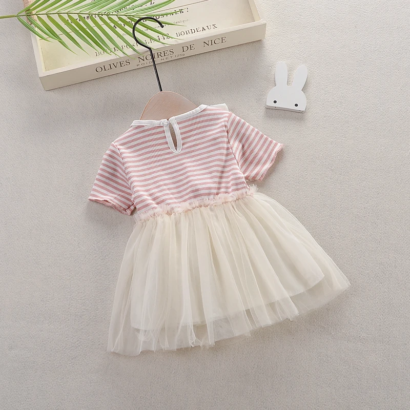 Girls summer dresses kids fashion cotton striped mesh dress children princess for girls party clothing 0-3Y 2019 | Детская одежда и