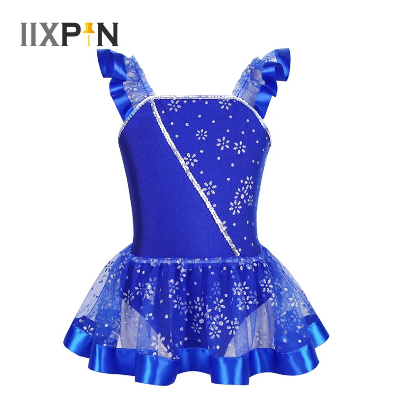 IIXPIN/детское балетное платье пачка блестящее для танцев с рукавами крылышками
