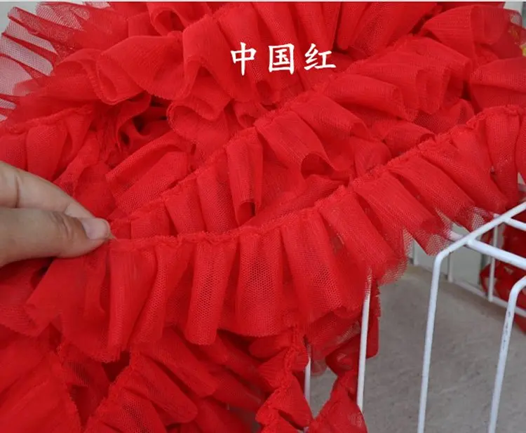 10yard/lot многоцветный 5 см рябить кружевной ткани белый раза кружевная юбка платье