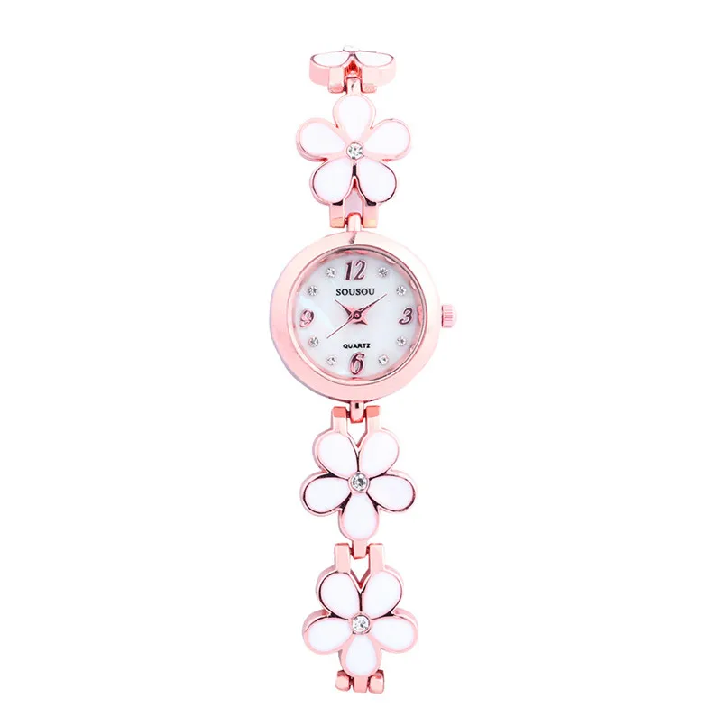 Женские часы с ремешком из нержавеющей стали Классические Аналоговые кварцевые