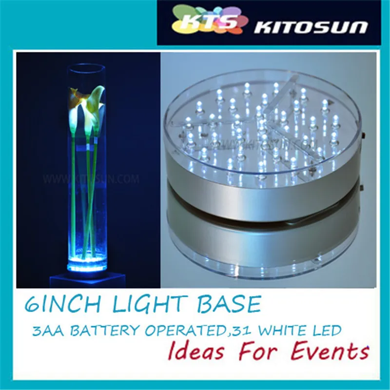 

KITOSUN 6 Inch Acrylic Round LED Plate Light, LED Base Liight with 31 Super Bright White Leds for Vases Table Decoration