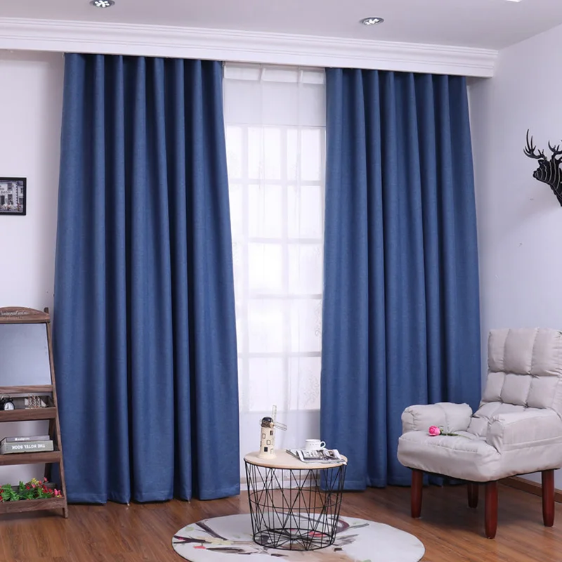 navy blue Coqueena™ готовые шторы для спальни шторы для гостиной, плотные, oригинальная текстура, cветонепроницаемость 85 - Цвет: navy blue