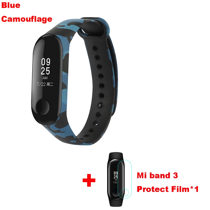 Blue Camouflage Камуфляжный ремешок mi band 3 для xiaomi mi3 умный браслет pulseira для mi band 3 сменные силиконовые аксессуары - Color: Blue Camouflage