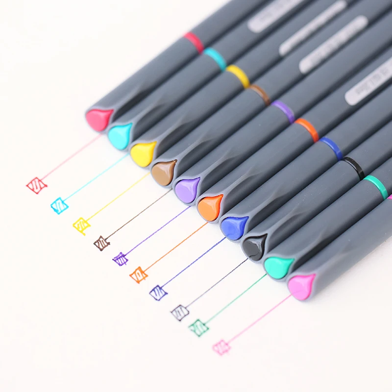 10 Colors/Set 0.38MM Art Markers Watercolor Based FineLiner Colored Marker Pens Sketch Drawing Pen Supplies