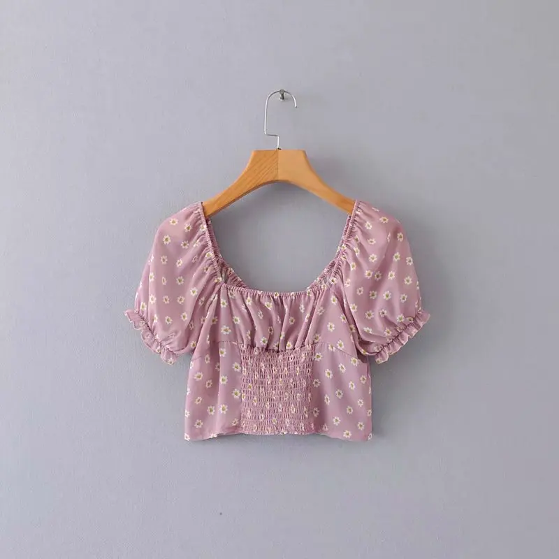 Лето 2019 Boho винтажные Женские топы и блузки на пуговицах женский укороченный топ с