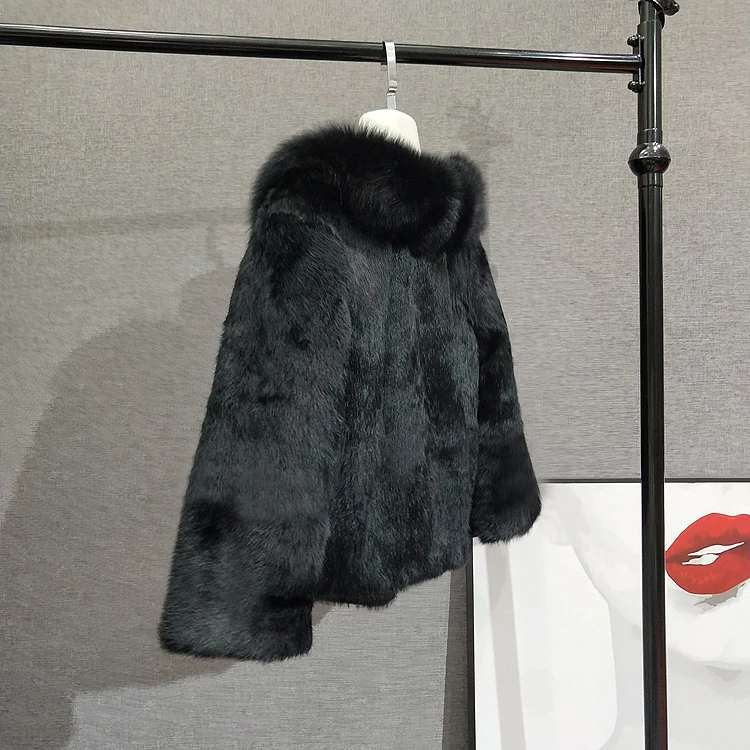 Genuine Fur Coat Real Rabbit Jacket With Natural Fox Women New Winter Warm Outwear tsr633 | Женская одежда