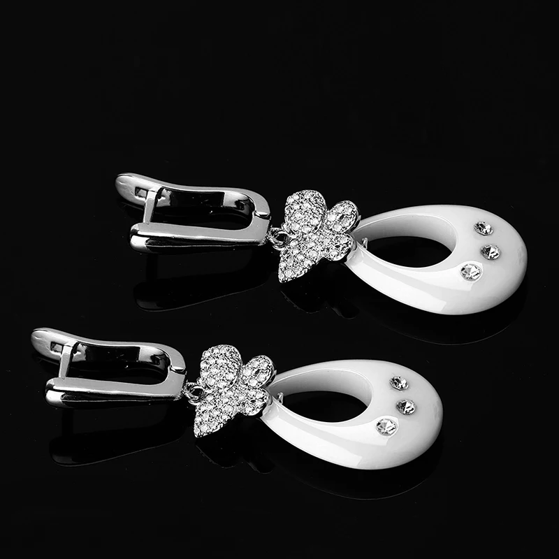 Lovely Butterfly Water Drop Earrings Black White Ceramic Dangle Earring For Women Girls Fashion Party Rhinestone Jewelry Gifts | Украшения