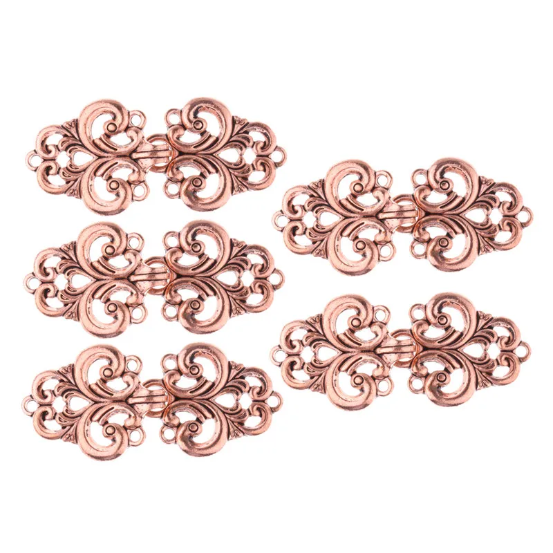 Copper TiaoBug 5 пар Вихревой цветок винтажная китайская Пряжка платья Ципао брошь клип пришивной плащ с пуговицами застежка застежки крючки и глаза - Окраска металла: Copper