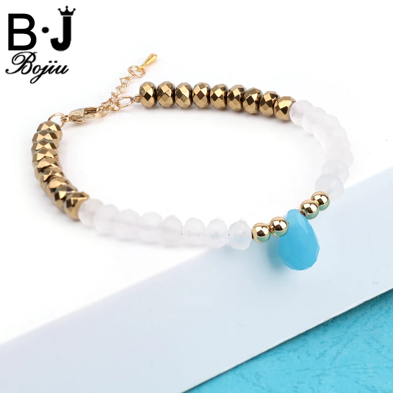 

Женские браслеты из гематита BOJIU, 6 мм, с подвеской-омаром, с прозрачными кристаллами, Подарочные ювелирные изделия, BC178