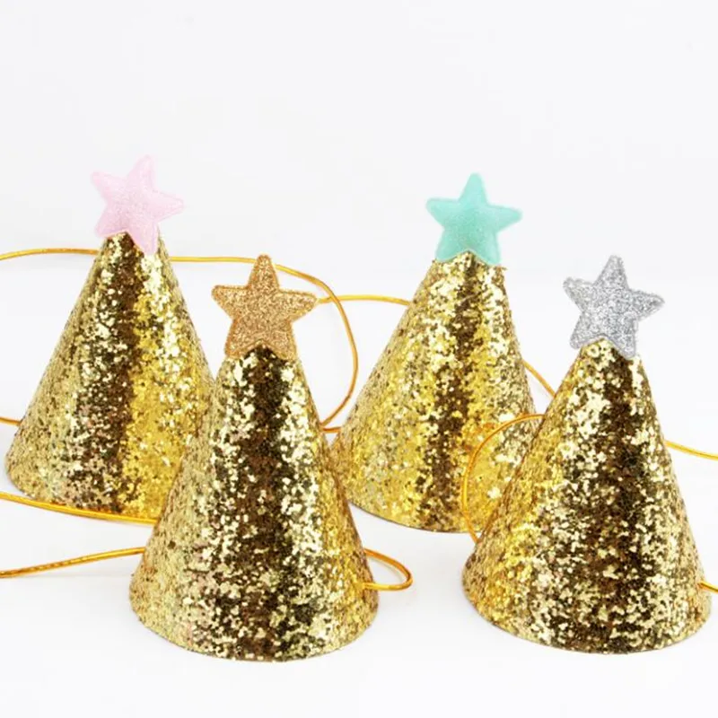 Kids Children Gold Powder Star Hat Cap Headband Party Decoration Hats Dress wedding birthday | Дом и сад