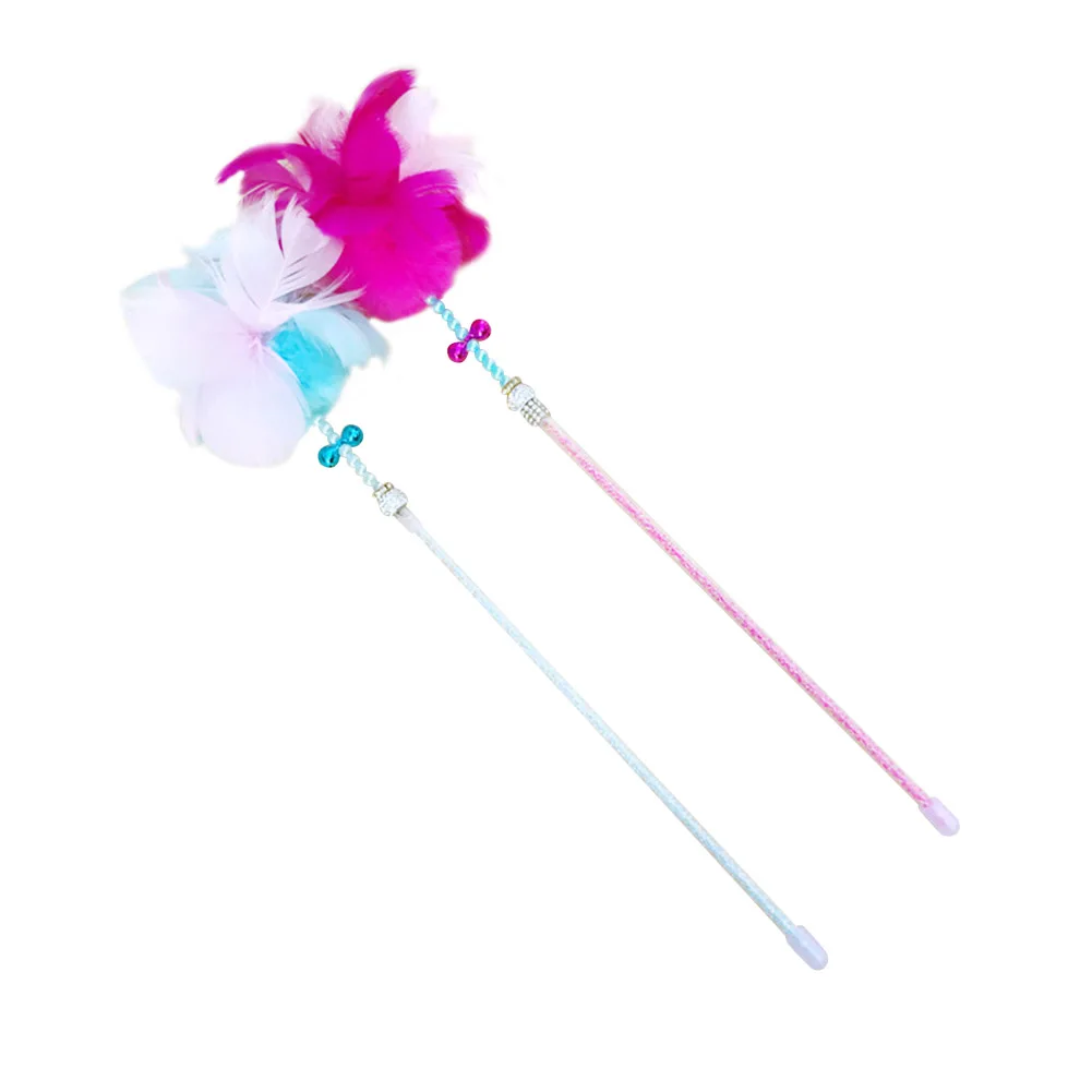 Funny Cat Teaser Toy with Bell Feather Wand Stick Pet Kitten Play Interactive Toys XB 66 | Дом и сад