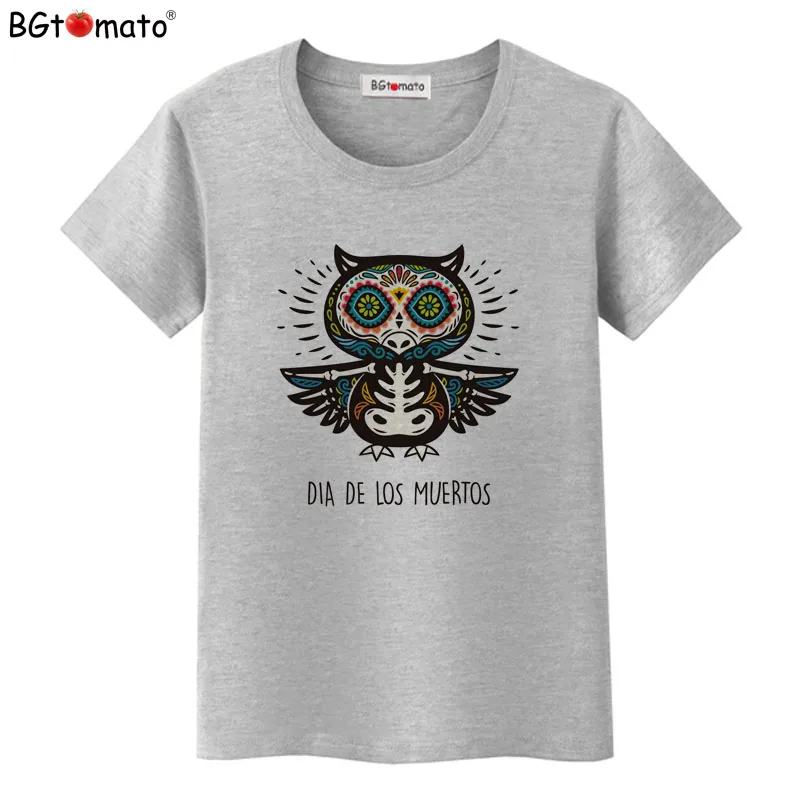 BGtomato T shirt Skull owl funny t shirts 2021 New style tshirt women Four colors cool top tees Cheap sale brand tee | Женская одежда