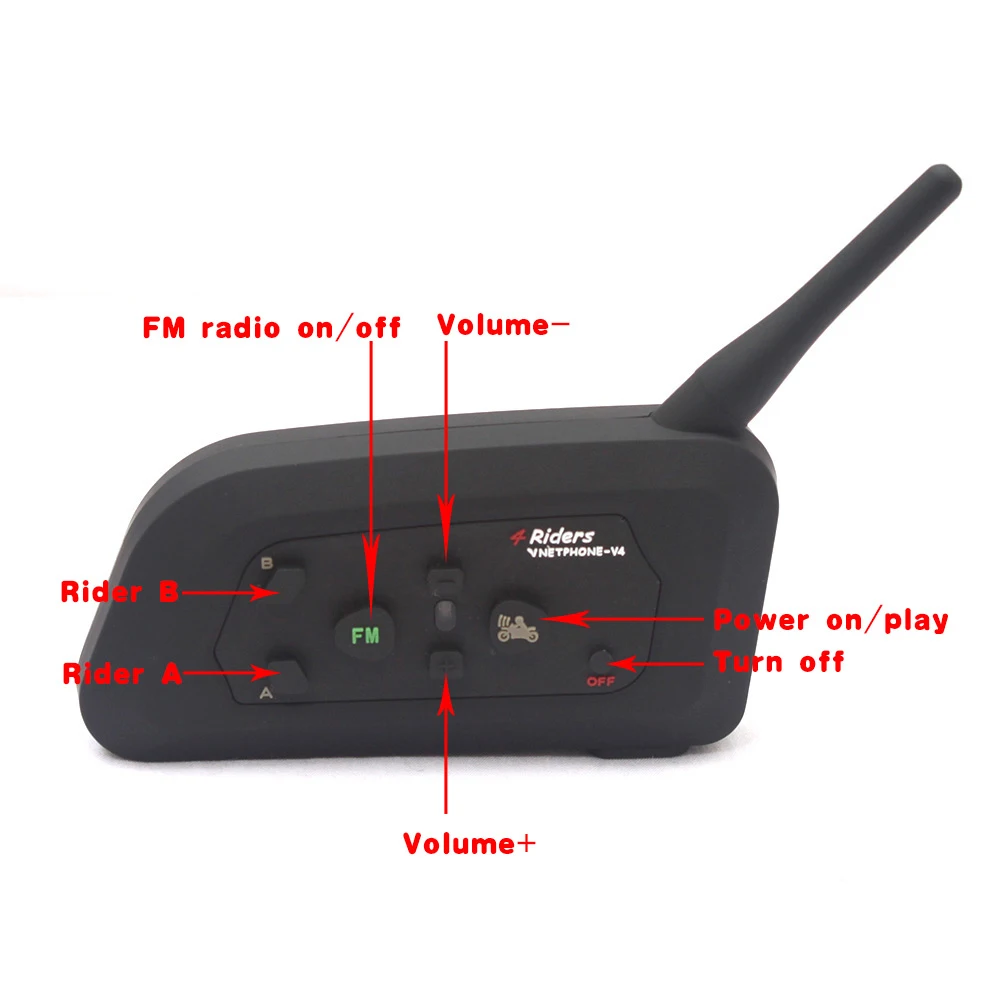 Bluetooth гарнитура V4 для мотоцикла и велосипеда 1200 м|4 riders|bike interphonebluetooth motorcycle |