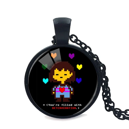 2018 Новинка Undertale Радужное сердце цветочное фото стеклянные подвески ожерелье для