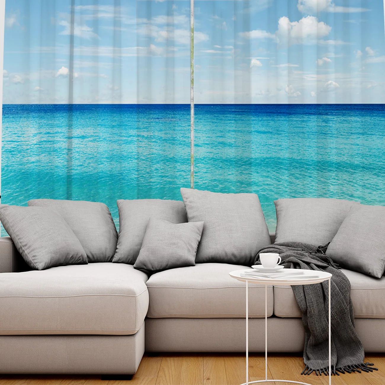 

Curtains Sunny Beach Landscape Seaside Blue Coastline Window Curtain Living Room Bedroom Home Decoration Panel Window Treatment