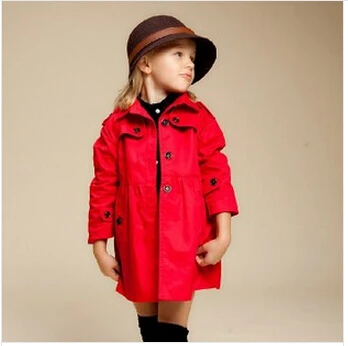 Fashion Children Clothes 2014 Outwear Girls Trench Red&ampPurple&ampKhaki 3 Colors Free Shipping A434 | Мать и ребенок