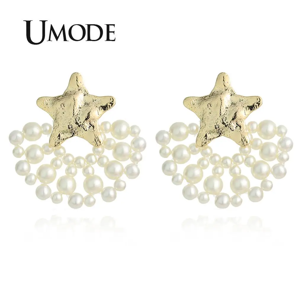 Женские серьги-гвоздики с имитацией жемчуга UMODE классические серьги золотого