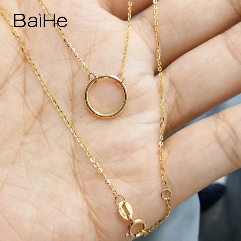 BAIHE Твердые 18K желтое золото годовщина свадебный подарок помолвка настоящее