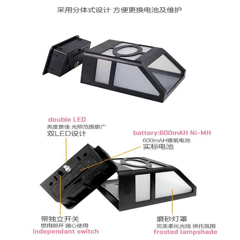 Светодиодный настенный светильник на солнечной батарее светодиодный для забора