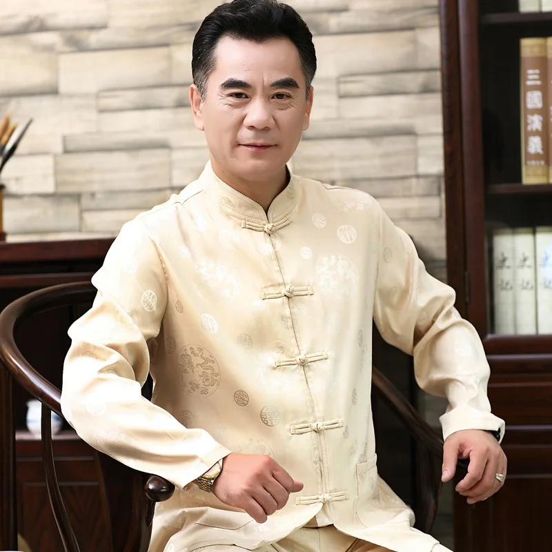 Традиционная китайская одежда для мужчин мужской костюм Шанхая Тан куртка с
