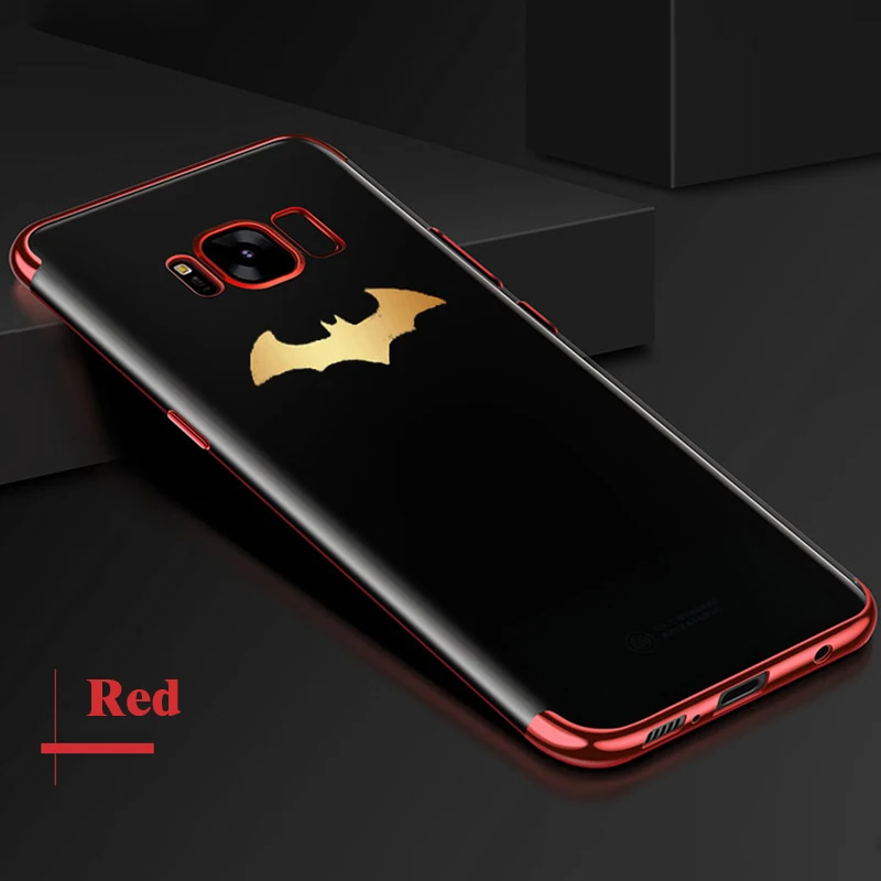 Роскошный обшивка мягкий чехол для телефона для samsung Galaxy S7 Edge S8 S8 Plus Coque Прозрачный чехол для samsung S9/S9Plus Note 8 Fundas - Цвет: Bat Red Transparent