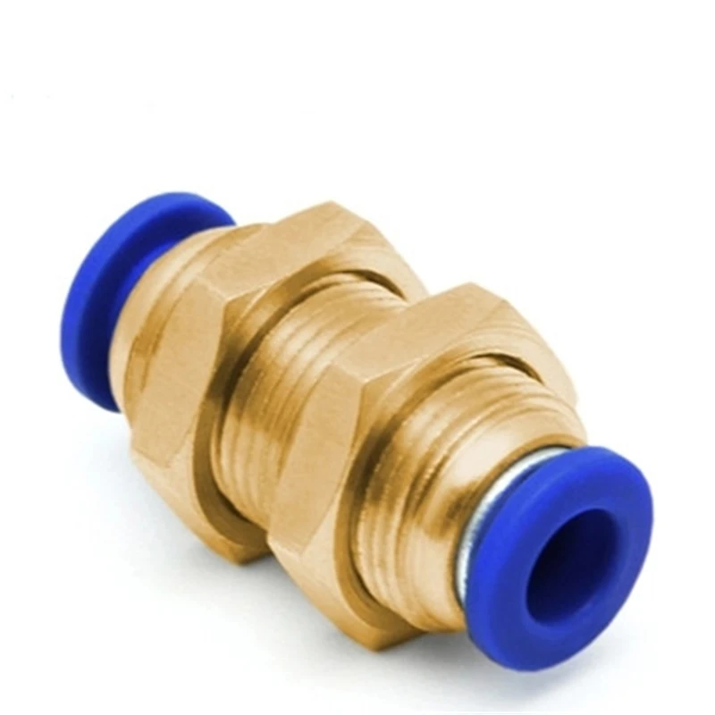

PM Air Pneumatic Straight Bulkhead Union 4mm-12mm OD Hose Tube One Touch Push Into Gas Connector Brass Quick Fitting