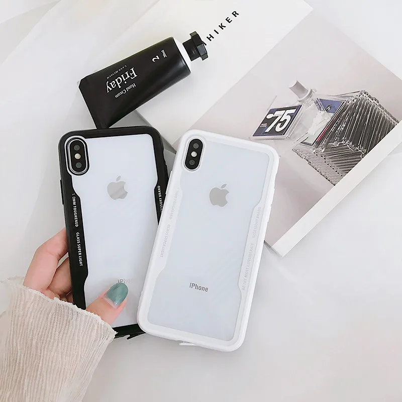 Простой однотонный Прозрачный чехол для телефона iPhone 6 Puls S 7 8 X XS полная защита