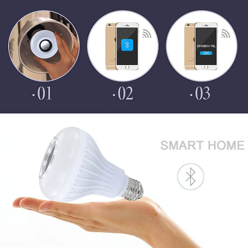 E27 Smart RGB RGBW Беспроводная bluetooth-колонка лампа для музыки светодиодный светильник с
