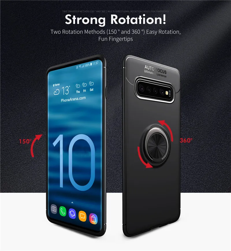 Чехол для Samsung Galaxy S10 Plus с магнитным кольцом держателем мягкий матовый чехол S8 S9 S10e