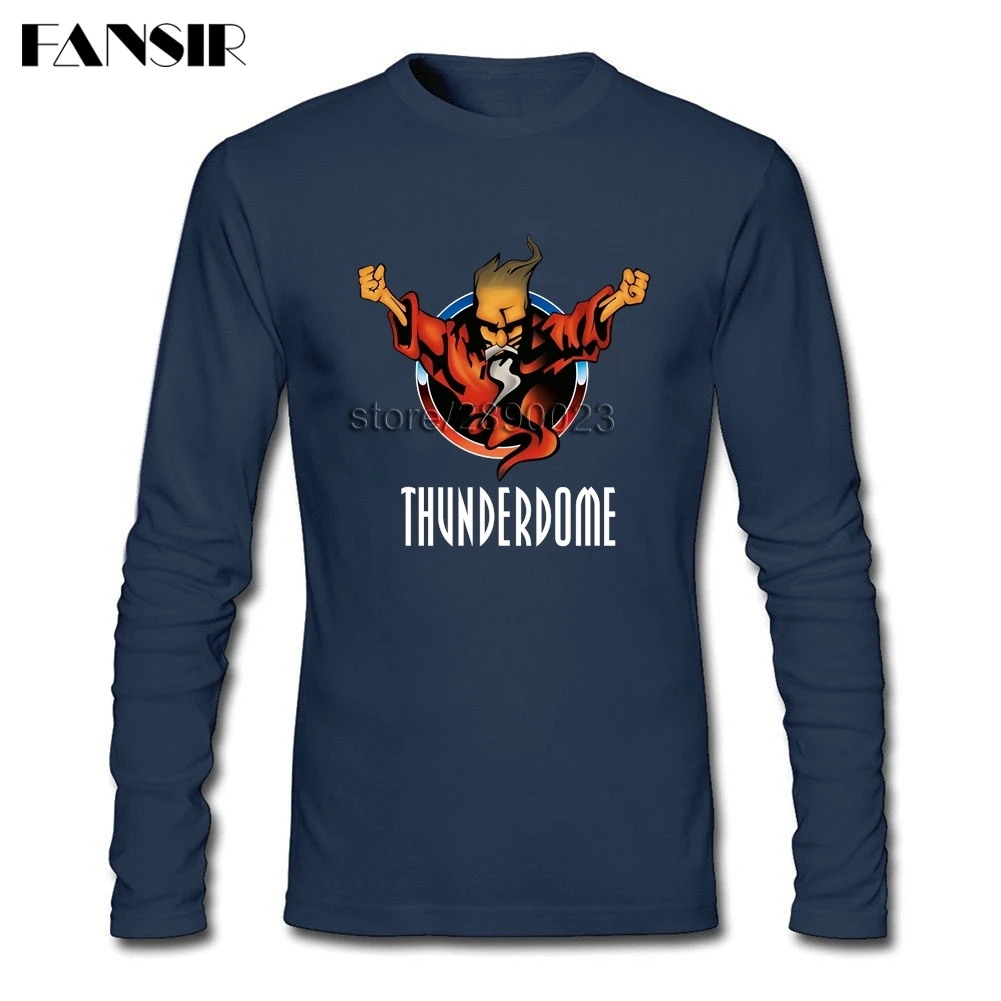 Мужская футболка с круглым вырезом с длинным рукавом из хлопка Thunderdome Music высокое качество футболка для мужчин - Цвет: Navy