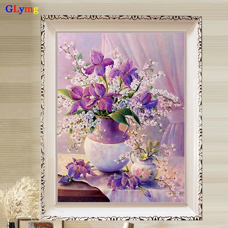 

Full Bright Drill Diy Diamond Painting Cross Stitch Peony Vases Crystal Diamond embroidery Oil Painting Flower Mosaic Picture