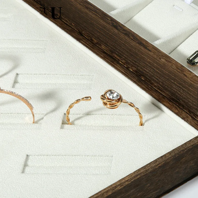 Поднос из цельной древесины флисовый поднос для демонстрации ювелирных изделий