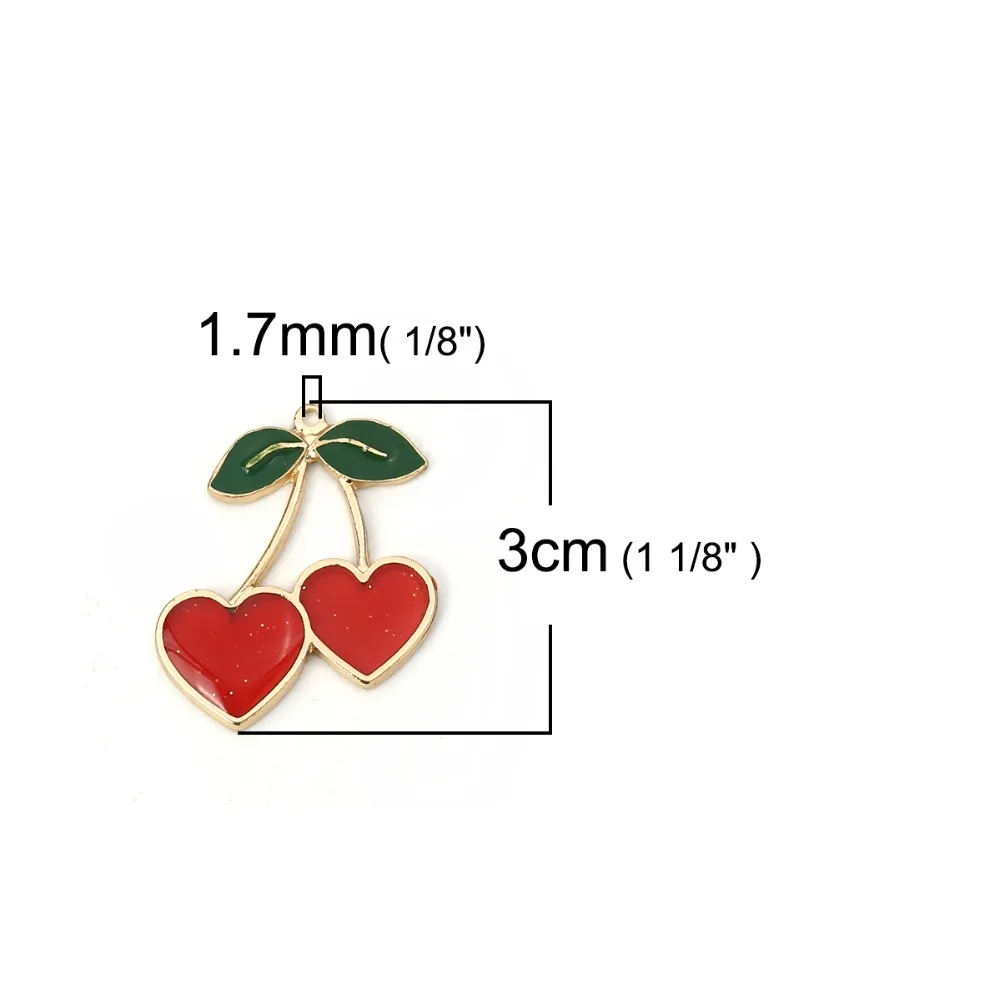 DoreenBeads подвески из сплава цинка вишневые фрукты Золотая установка красная