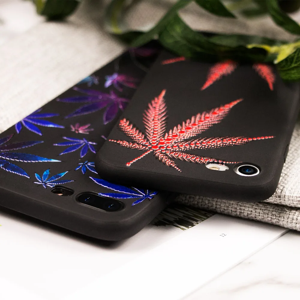 Caseier 3D выступающий рельеф Телефон чехол для iPhone 6 6s 7 8 Plus роскошный черный мягкий
