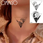 Временные татуировки OMMGO с геометрическими треугольниками, океаном, черная волна, перекатывающаяся волна, поддельные татуировки, индивидуальные татуировки, боди-арт, для женщин и мужчин