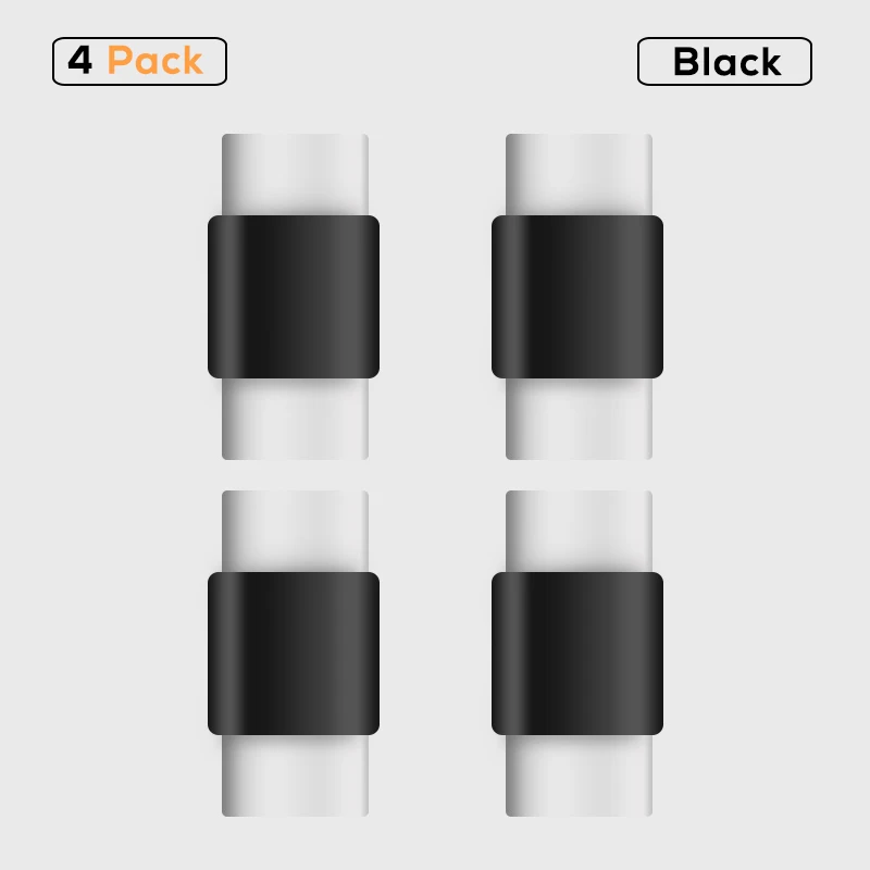 4 Pack Black EECPT кабель протектор для Apple iPhone X 8 USB зарядное устройство для сматывания кабеля передачи данных Шнур заставка чехол Защита наушников - Цвет: 4 Pack Black