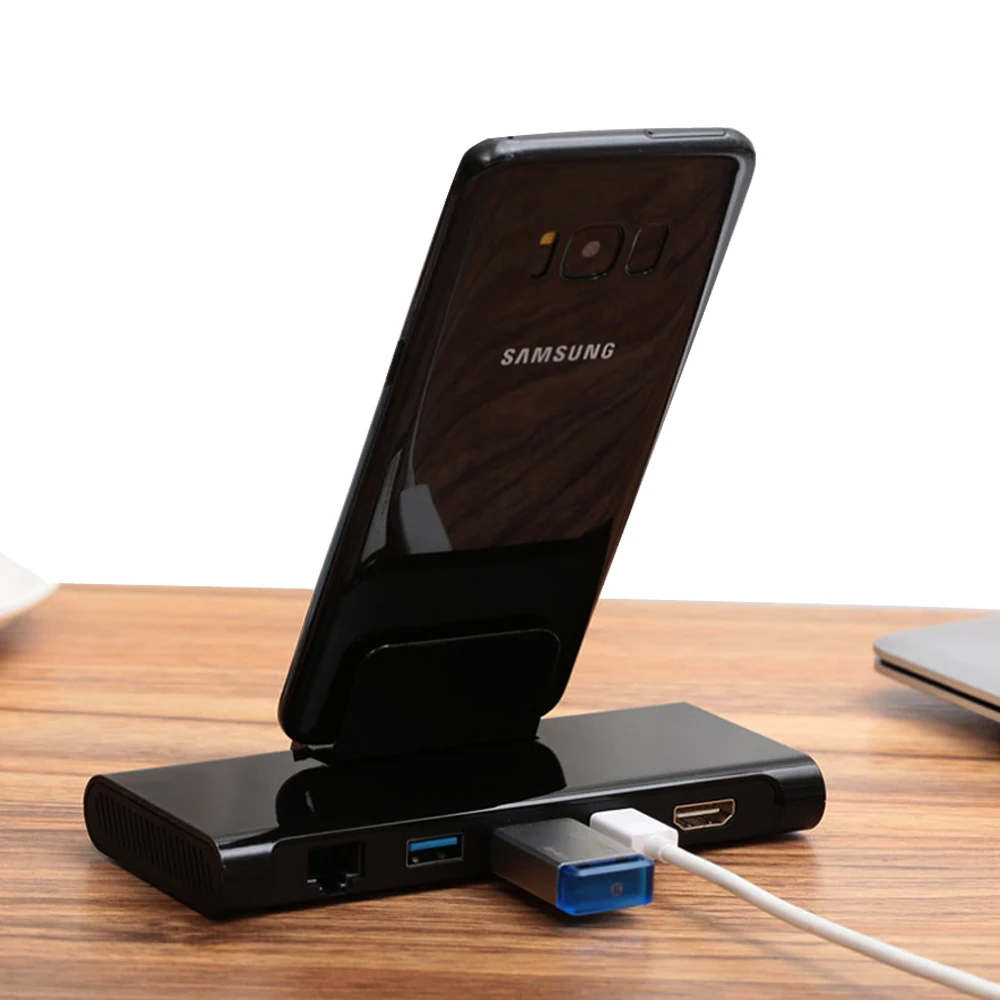 Адаптер 5 в 1 Type C для 4K HDMI RJ45 USB 3 0 Hub Ethernet PD зарядное устройство Samsung Galaxy