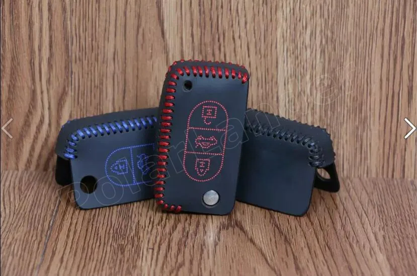 Кожаный чехол для смарт-ключей с тремя кнопками | Автомобили и мотоциклы