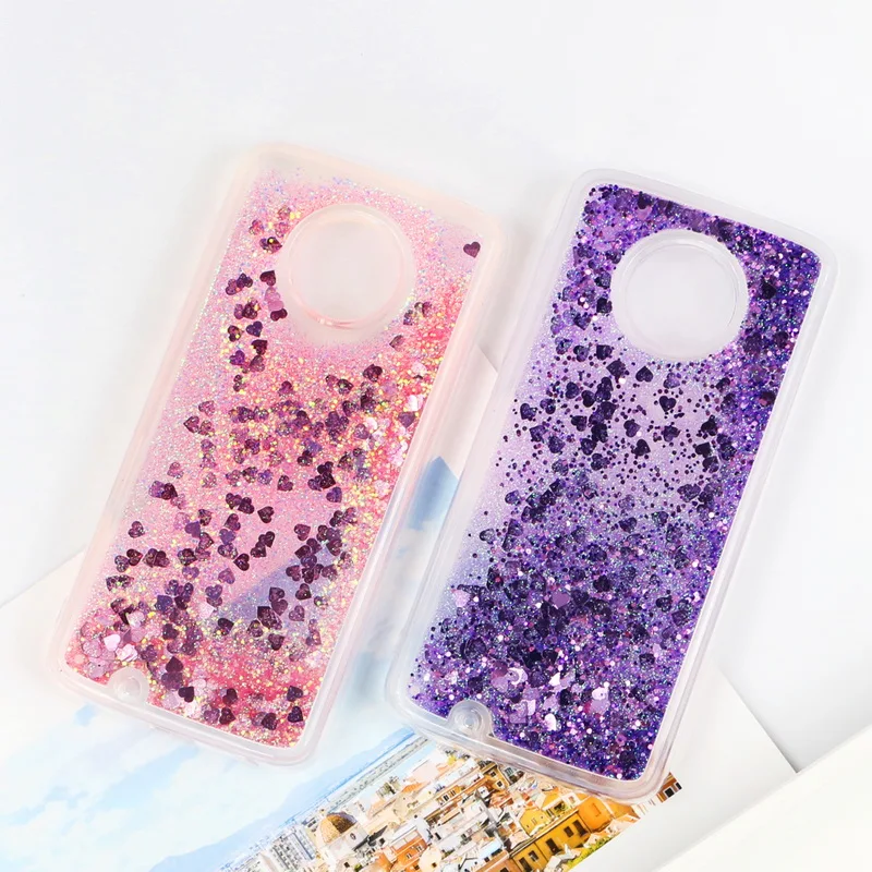 NOWAL Glitter Bling Stars Hearts Case For Motorola Z2 Play G6 Liquid Quicksand Soft TPU Clear Cover Moto G5S G5 Plus |