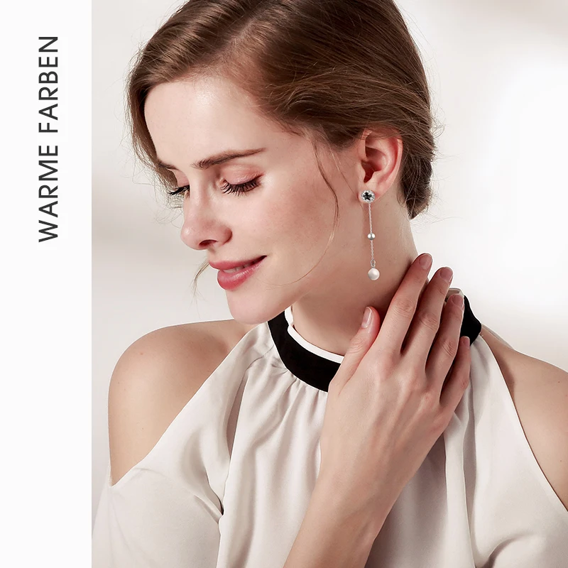 Женские Висячие серьги с кристаллами Swarovski из стерлингового серебра 925 пробы