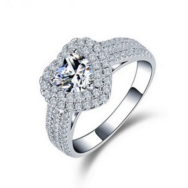 

Heart shape ring 925 Sterling silver AAAAA Cubic Zirconia Party Wedding Band Rings for women Bridal Engagement Finger Jewelry
