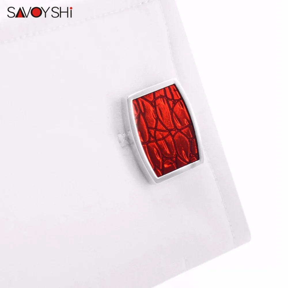 Квадратные красные эмалированные запонки SAVOYSHI для мужчин аксессуары манжет